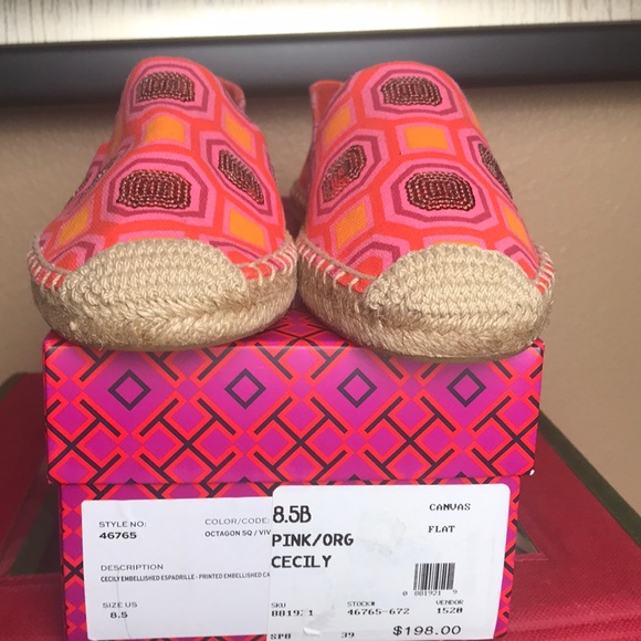 Tory Burch Shoes - Tory Burch canvas flats pink and orange NIB